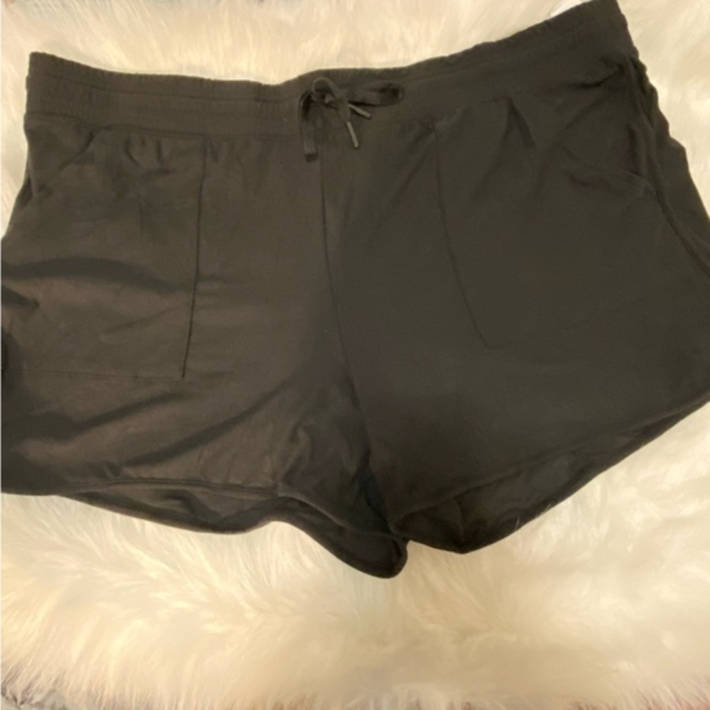 Athletic Works Gym Shorts Women’s Plus‎ Size XXXL Black Stretch New Pocke…
